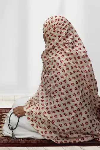 Ana maroon floral cotton namaz dupatta