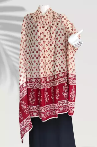 Ana maroon floral cotton namaz dupatta