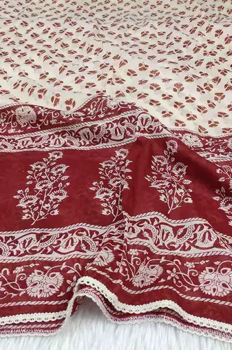 Ana maroon floral cotton namaz dupatta