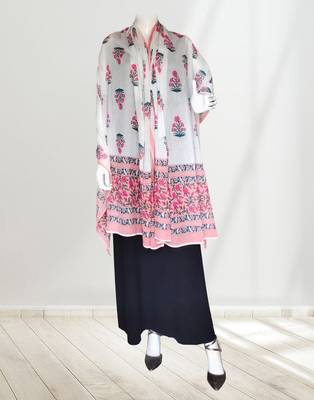 Ana peachish pink floral cotton namaz dupatta 1