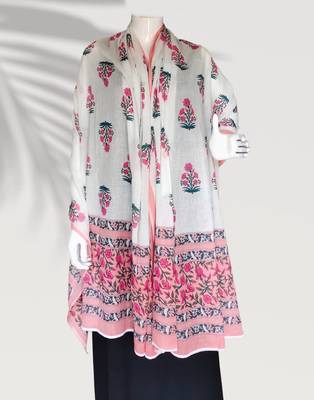 Ana peachish pink floral cotton namaz dupatta 2