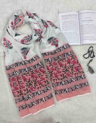 Ana peachish pink floral cotton namaz dupatta 4