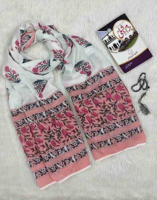 Ana peachish pink floral cotton namaz dupatta 5