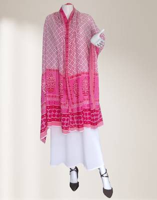 Ana pink geometric floral cotton namaz dupatta 1