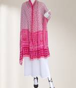 Ana pink geometric floral cotton namaz dupatta