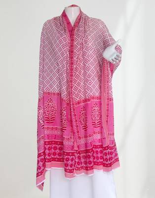 Ana pink geometric floral cotton namaz dupatta 3