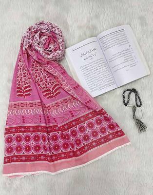 Ana pink geometric floral cotton namaz dupatta 4