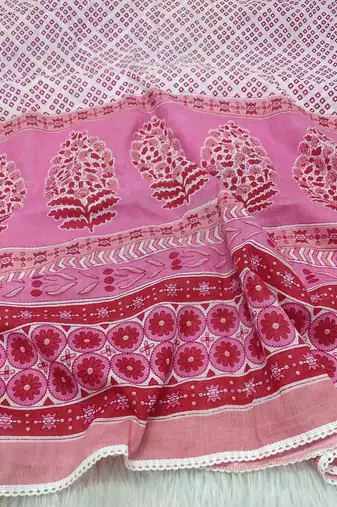 Ana pink geometric floral cotton namaz dupatta