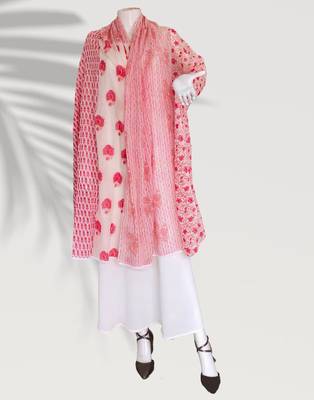 Ana pink white floral cotton namaz dupatta 1