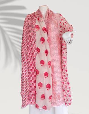 Ana pink white floral cotton namaz dupatta 3