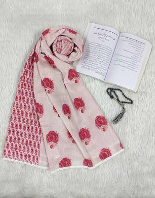 Ana pink white floral cotton namaz dupatta 4