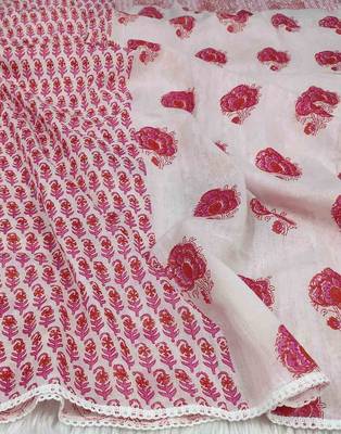 Ana pink white floral cotton namaz dupatta 5