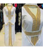 White  Zari & Stone Work stitched Georgette Designed Kaftan Party Wear