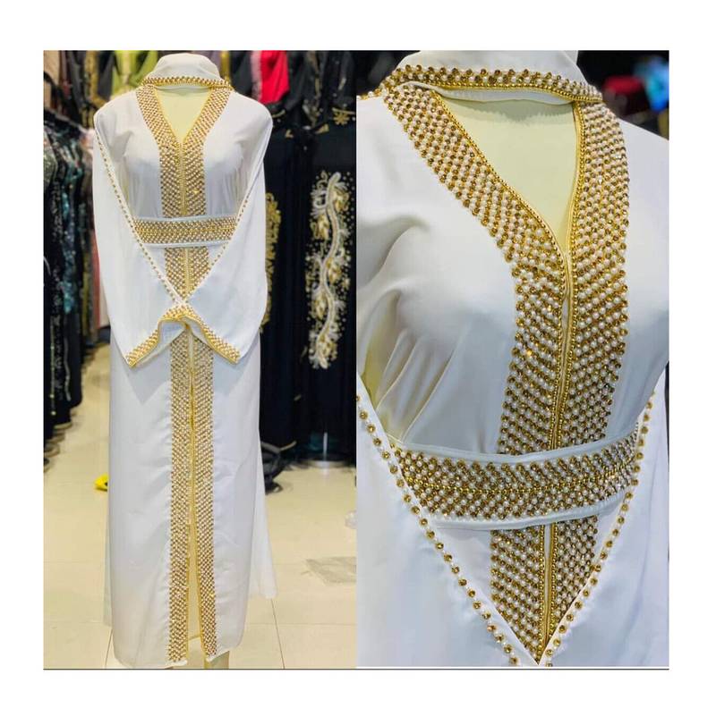 White  Zari & Stone Work stitched Georgette Designed Kaftan Party Wear