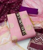 Banarasi buta sequin top with cotton bottom and saboori print dupatta set dress material
