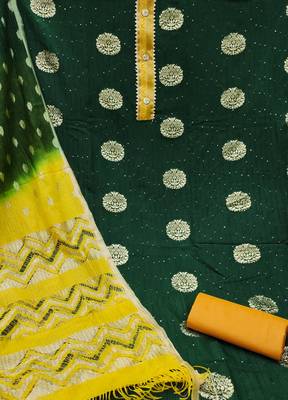 Banarasi buta sequin top with cotton bottom and saboori print dupatta set dress material 4