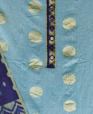 Banarasi buta sequin top with cotton bottom and saboori print dupatta set dress material 3