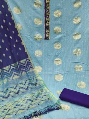 Banarasi buta sequin top with cotton bottom and saboori print dupatta set dress material 4