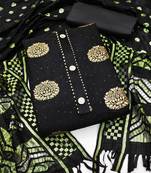 Banarasi buta sequin top with cotton bottom and saboori print dupatta set dress material