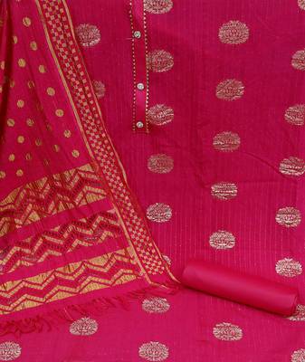 Banarasi buta sequin top with cotton bottom and saboori print dupatta set dress material 4
