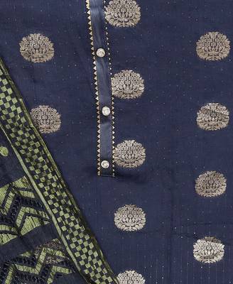 Banarasi buta sequin top with cotton bottom and saboori print dupatta set dress material 3