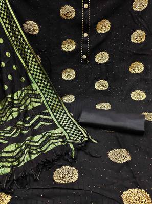 Banarasi buta sequin top with cotton bottom and saboori print dupatta set dress material 4