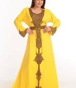 Yellow  Zari & Stone Work stitched Georgette Designed Kaftan Party Wear