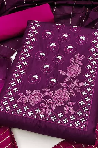Coco silks top with cotton bottom dress material suit for women