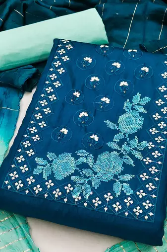Coco silks top with cotton bottom dress material suit for women