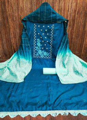 Coco silks top with cotton bottom dress material suit for women 4