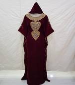 Maroon Zari & Stone Work stitched Velvet Designed Farasha Wedding Dress