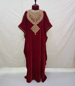 Red Zari & Stone Work stitched Velvet Designed Farasha Wedding Dress