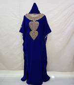 Blue Zari & Stone Work stitched Velvet Designed Farasha Wedding Dress