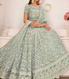 Graceful Pista Green Lehenga Choli For Women Indian Wedding Chaniya Choli Thread , Sequins Embroidery Work Lahangas