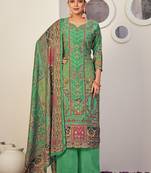 Stylee lifestyle green muslin digital printed dress material