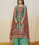 green muslin digital printed dress material