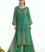 Stylee lifestyle green pashmina digital printed dress material