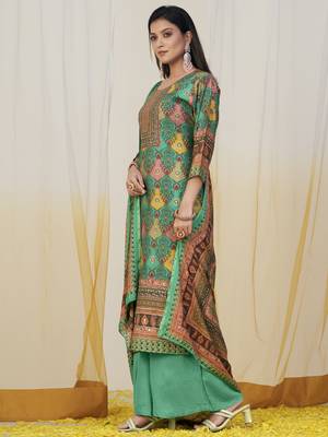 green muslin digital printed dress material 4