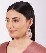 Gold Finish Rose Gold Stone Dangler Earrings