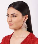 Gold Finish Aquarium Green Drop Chandbali Earrings