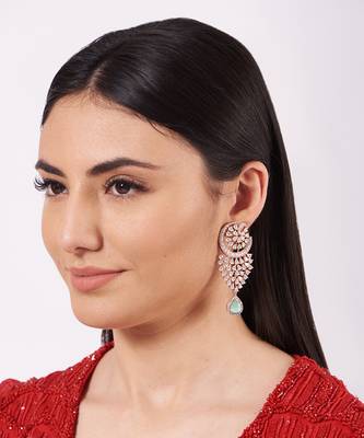 Mint Green Peacock Chandbali Earrings 1