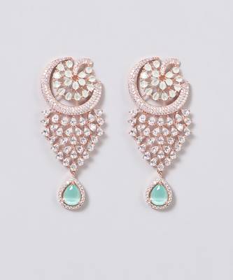 Mint Green Peacock Chandbali Earrings 2