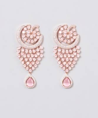 Pink Peacock Chandbali Earrings 2