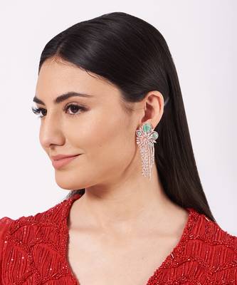 White Finish Zircons And Faux Diamond Earrings 1