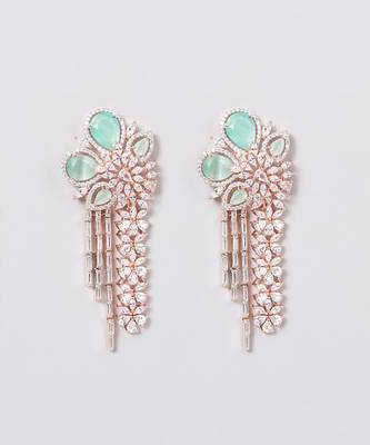 White Finish Zircons And Faux Diamond Earrings 2