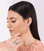 White Finish Turquoise Stone Ring