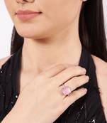 White Finish Pink Stone Ring