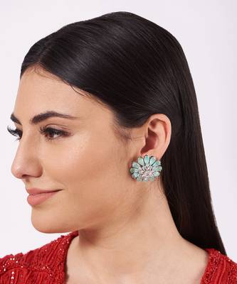 Floral Stone Stud Earrings 1