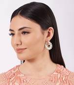 Two Tone Turquoise Floral Dangler Earrings