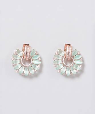 Two Tone Turquoise Floral Dangler Earrings 2